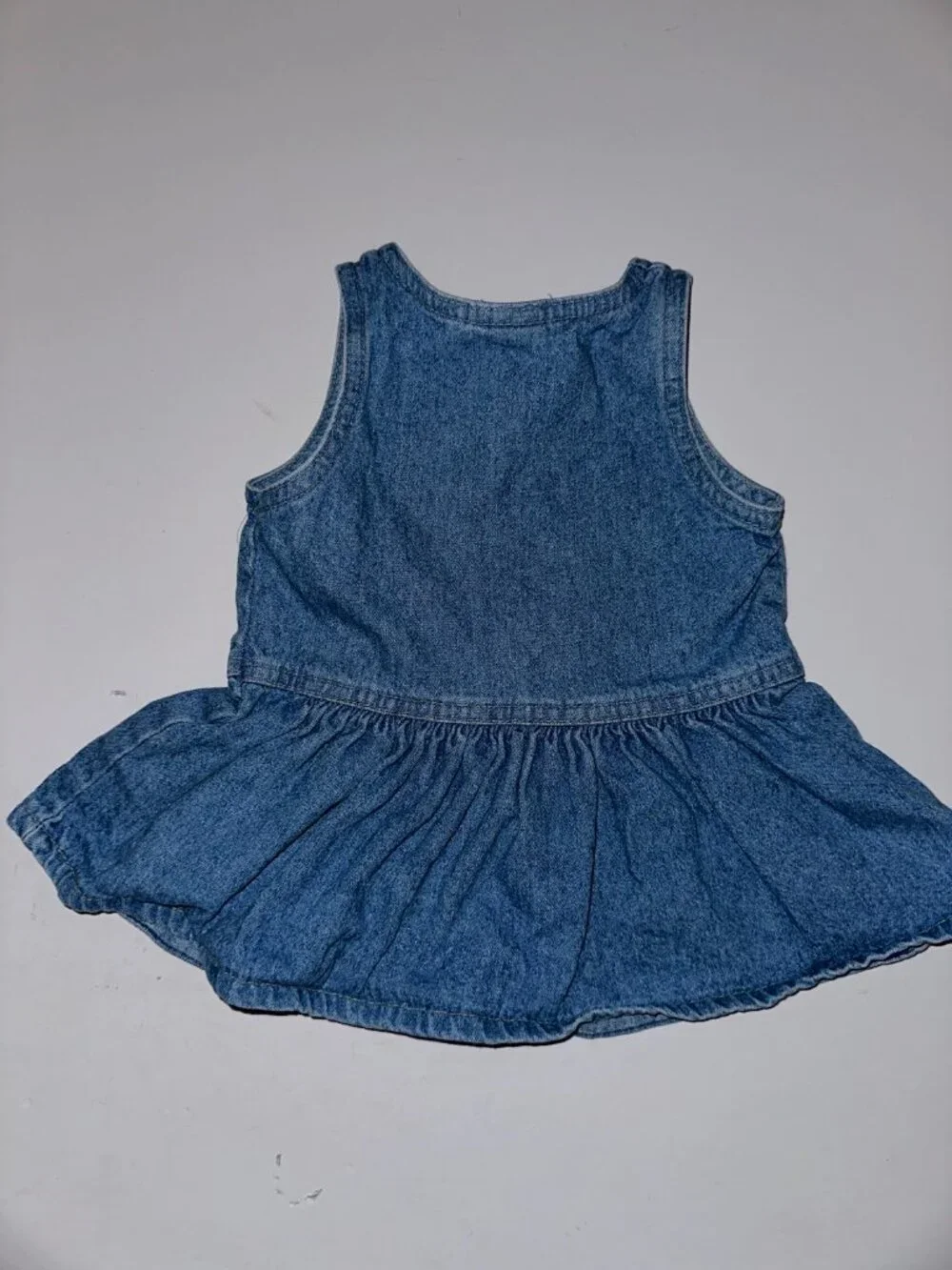 VTG 90s 2000s Oshkosh Baby Girls Denim Jumper Dress 12 Months dropped waist